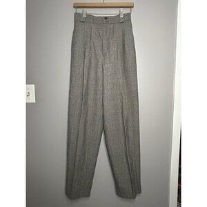 Vintage JUILLIARD Pure Wool Black White Red Plaid Pleated Lined Trouser Pants 8